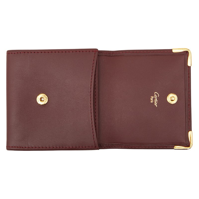 カルティエ マストライン コインケース ワインレッド ゴールド レザー レディース CARTIER 【中古】
