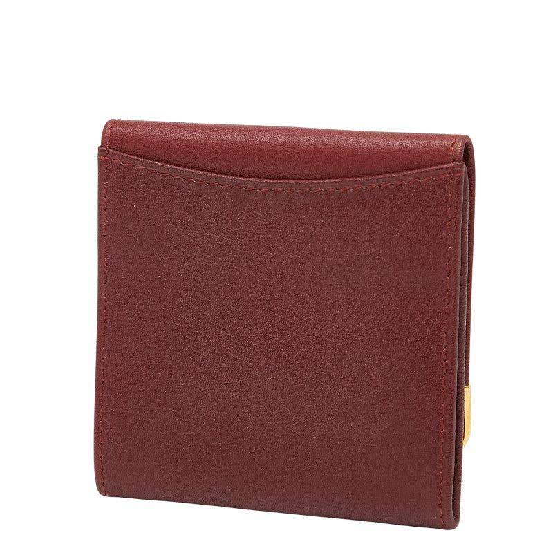 カルティエ マストライン コインケース ワインレッド ゴールド レザー レディース CARTIER 【中古】