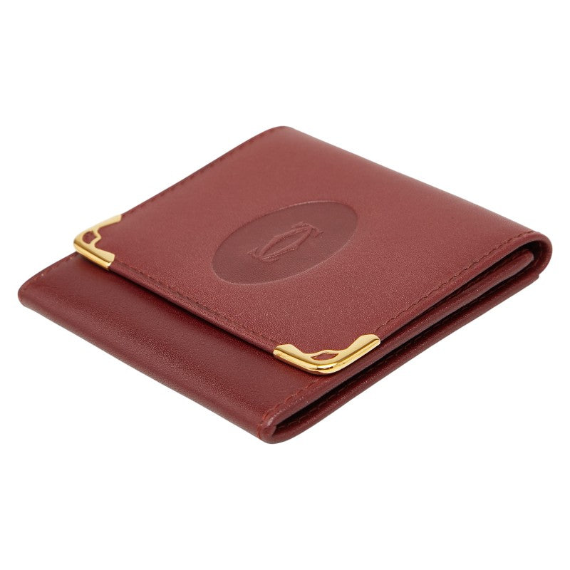 カルティエ マストライン コインケース ワインレッド ゴールド レザー レディース CARTIER 【中古】