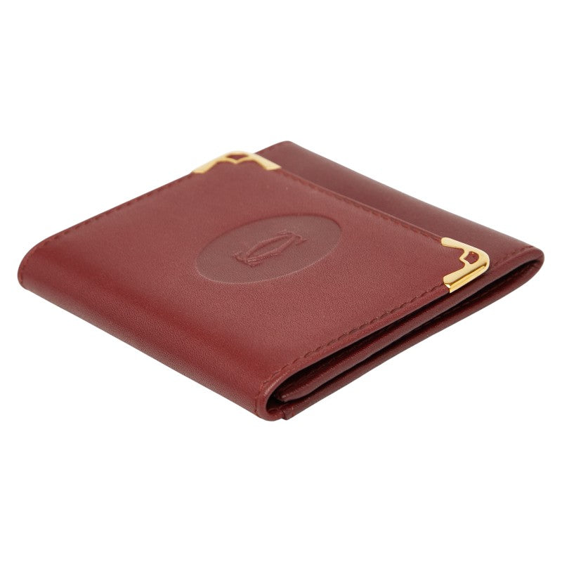 カルティエ マストライン コインケース ワインレッド ゴールド レザー レディース CARTIER 【中古】