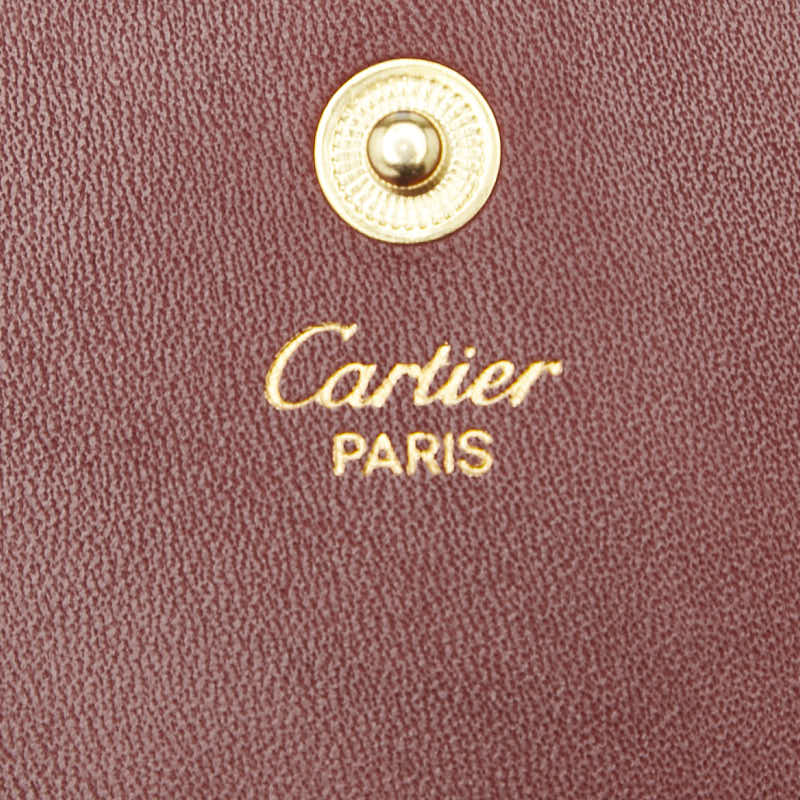 カルティエ マストライン コインケース ワインレッド ゴールド レザー レディース CARTIER 【中古】