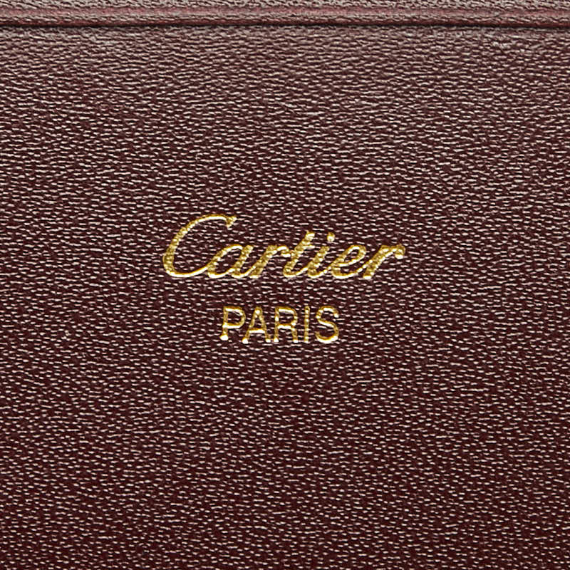 カルティエ マストライン 長財布 ワインレッド レザー レディース CARTIER 【中古】