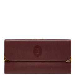 カルティエ マストライン 長財布 ワインレッド レザー レディース CARTIER 【中古】