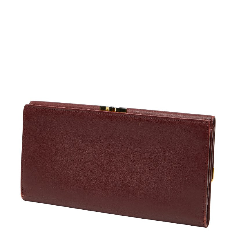 カルティエ マストライン 長財布 ワインレッド レザー レディース CARTIER 【中古】