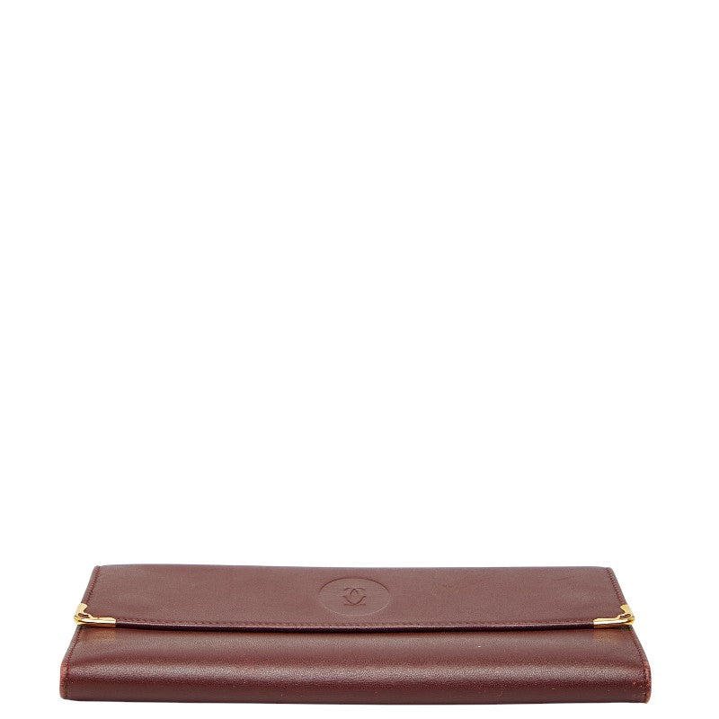 カルティエ マストライン 長財布 ワインレッド レザー レディース CARTIER 【中古】