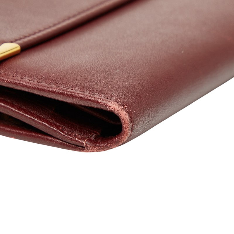 カルティエ マストライン 長財布 ワインレッド レザー レディース CARTIER 【中古】