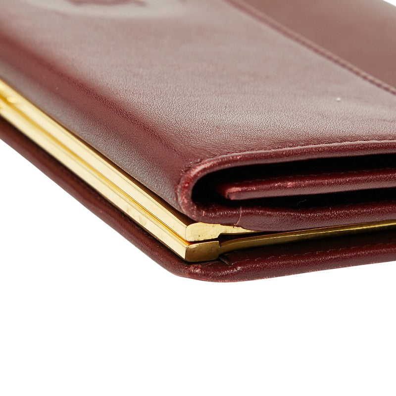カルティエ マストライン 長財布 ワインレッド レザー レディース CARTIER 【中古】