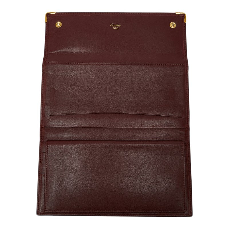 カルティエ マストライン 長財布 ワインレッド レザー レディース CARTIER 【中古】