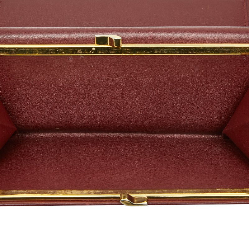 カルティエ マストライン 長財布 ワインレッド レザー レディース CARTIER 【中古】