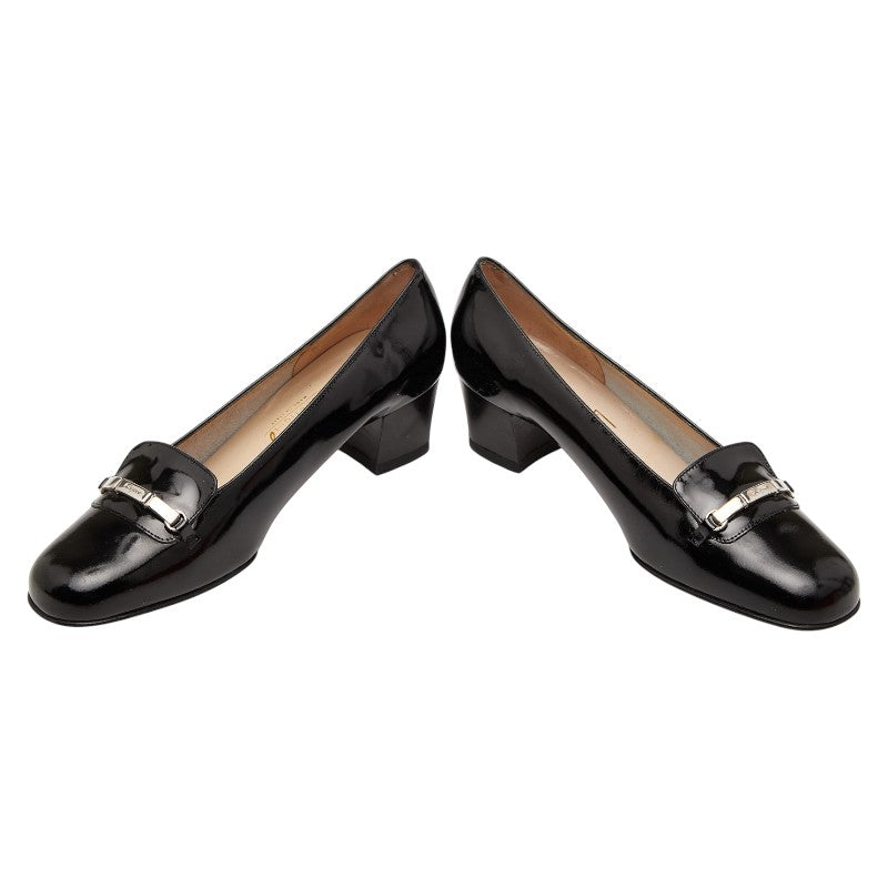 サルヴァトーレフェラガモ パンプス サイズ：6C ブラック パテントレザー レディース Salvatore Ferragamo 【中古】
