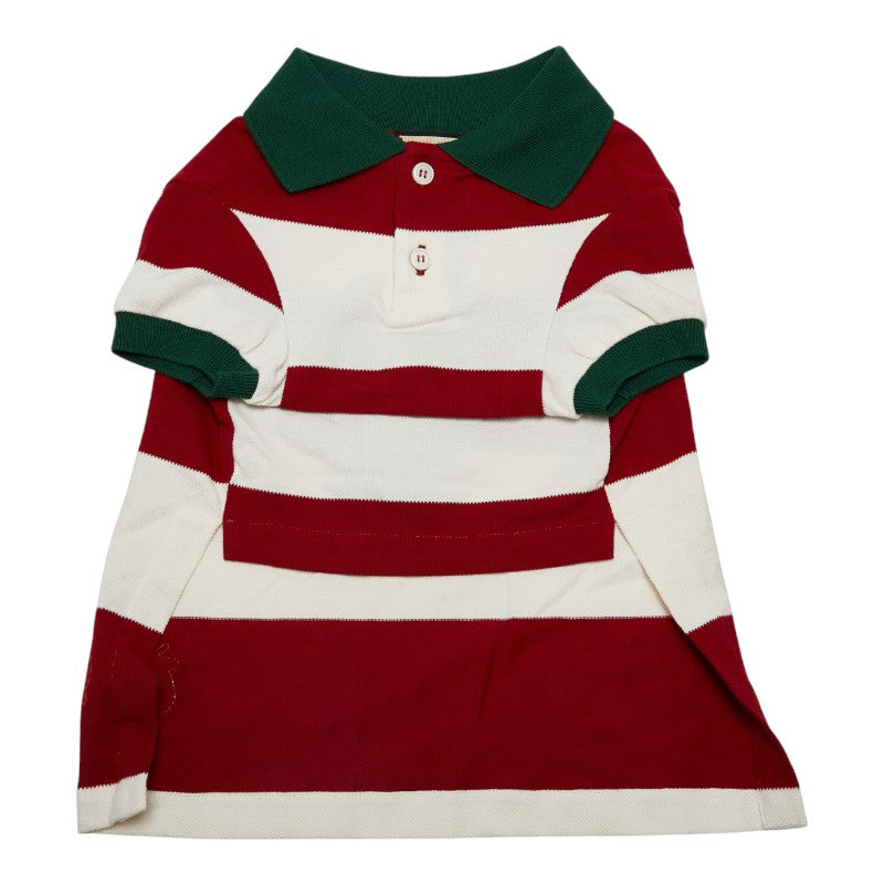 グッチ ボーダー ストロベリー ドッグウェア ペット服 サイズ：M 695744 ホワイト マルチカラー コットン レディース GUCCI 【中古】
