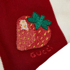 グッチ ボーダー ストロベリー ドッグウェア ペット服 サイズ：M 695744 ホワイト マルチカラー コットン レディース GUCCI 【中古】