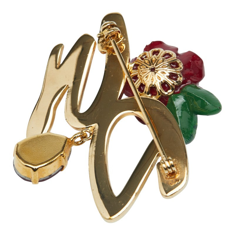 ドルチェアンドガッバーナ バラ ラインストーン ブローチ ゴールド レッド メッキ レディース DOLCE&GABBANA 【中古】