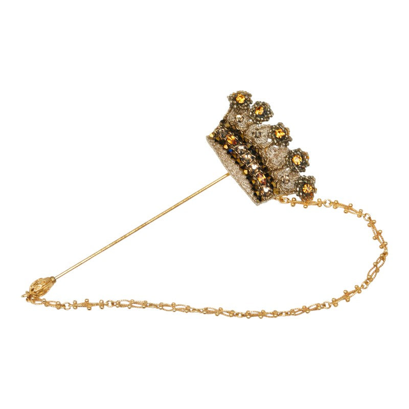 ドルチェアンドガッバーナ 王冠 クラウン モチーフ ラインストーン ブローチ ゴールド メッキ レディース DOLCE&GABBANA 【中古】