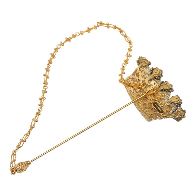 ドルチェアンドガッバーナ 王冠 クラウン モチーフ ラインストーン ブローチ ゴールド メッキ レディース DOLCE&GABBANA 【中古】