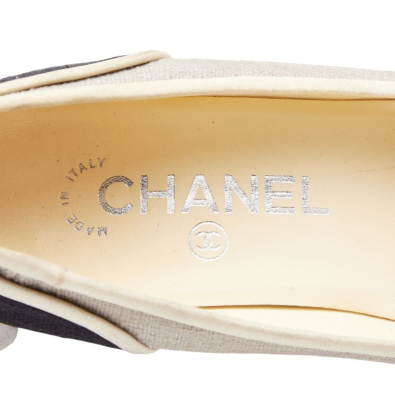 シャネル ココマーク パンプス エスパドリーユ ウェッジソール サイズ：36 1/2 グレー ネイビー キャンバス レディース CHANEL 【中古】