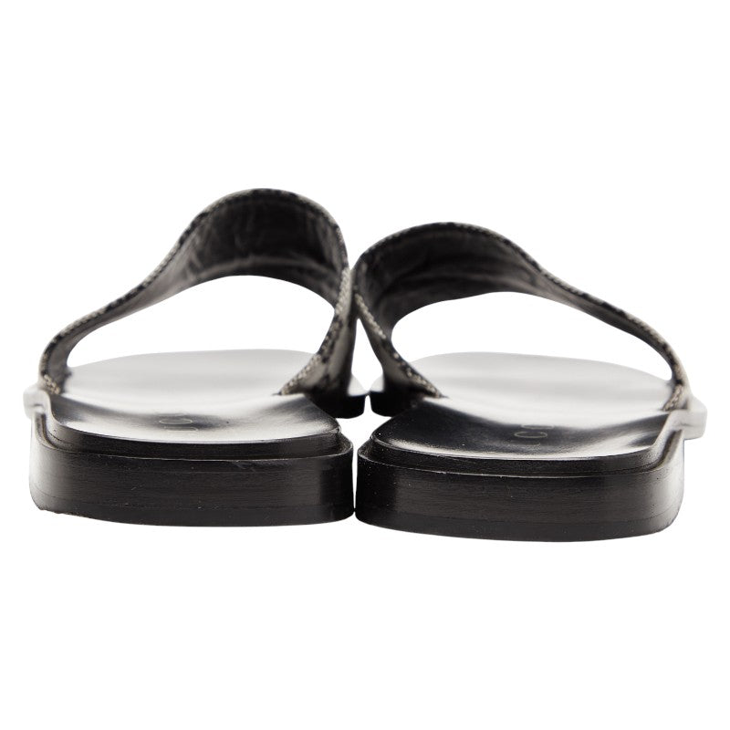 グッチ GGキャンバス サンダル スライドサンダル サイズ：40 1/2 E 116 1105 ブラック グレー キャンバス レザー レディース GUCCI 【中古】