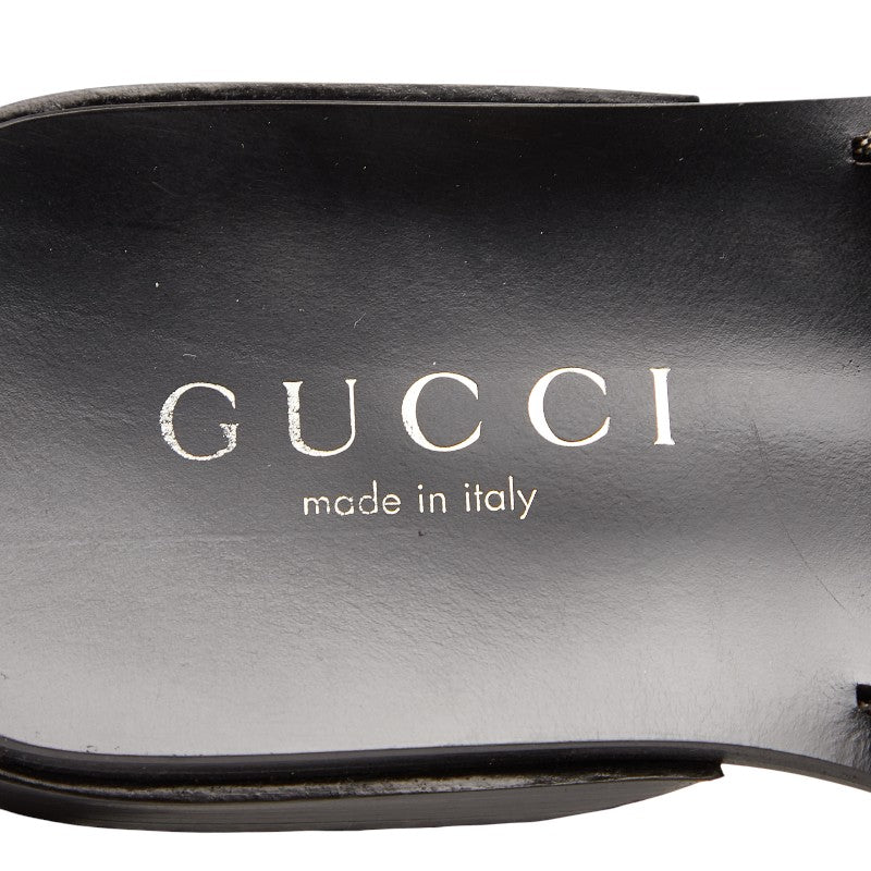 グッチ GGキャンバス サンダル スライドサンダル サイズ：40 1/2 E 116 1105 ブラック グレー キャンバス レザー レディース GUCCI 【中古】