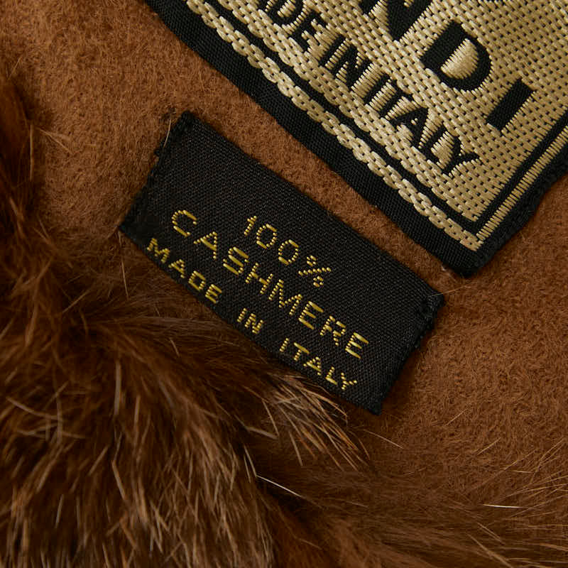 フェンディ マフラー ブラウン カシミヤ ファー レディース FENDI 【中古】