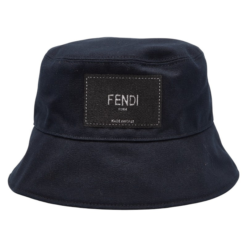 フェンディ ロゴ バケットハット サイズ：59cm ネイビー コットン メンズ FENDI 【中古】