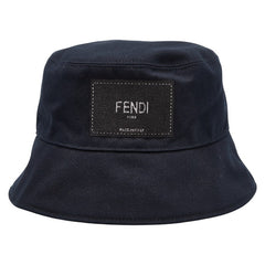 フェンディ ロゴ バケットハット サイズ：59cm ネイビー コットン メンズ FENDI 【中古】