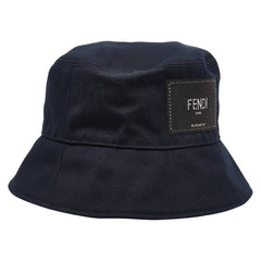 フェンディ ロゴ バケットハット サイズ：59cm ネイビー コットン メンズ FENDI 【中古】