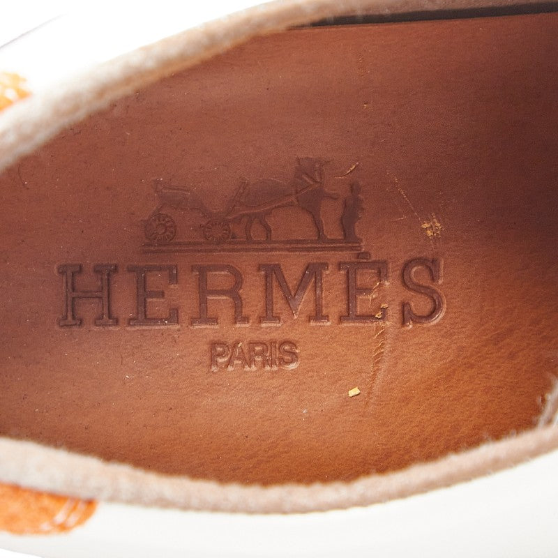 エルメス クイック Hロゴ パンチング スニーカー サイズ：260 E ホワイト オレンジ レザー スウェード メンズ HERMES 【中古】