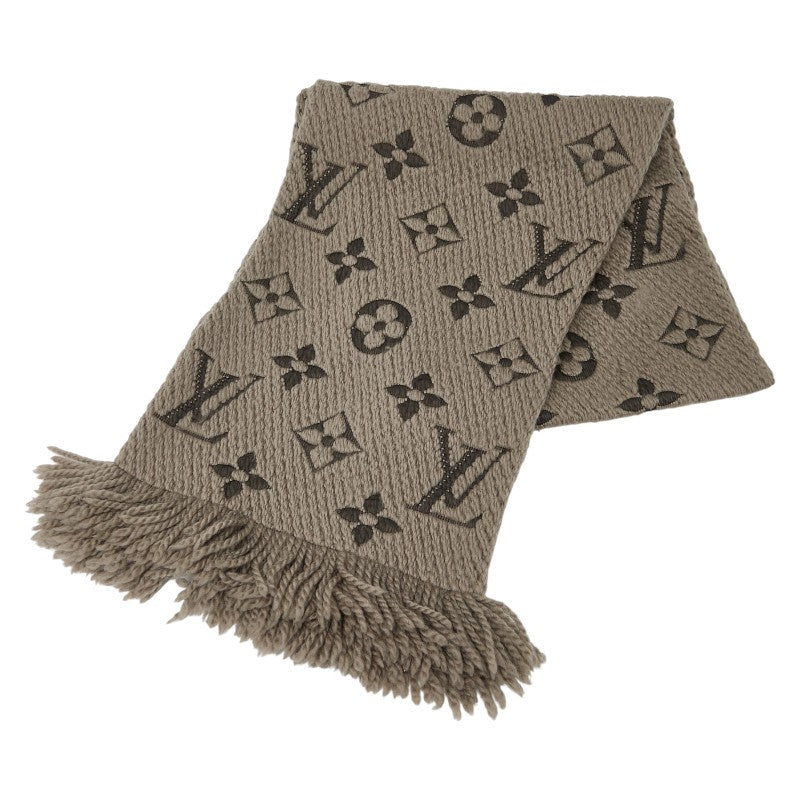 ルイ ヴィトン エシャルプ ロゴマニア マフラー M72242 ヴェローヌ グレー ウール シルク レディース LOUIS VUITTON 【中古】