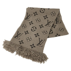 ルイ ヴィトン エシャルプ ロゴマニア マフラー M72242 ヴェローヌ グレー ウール シルク レディース LOUIS VUITTON 【中古】