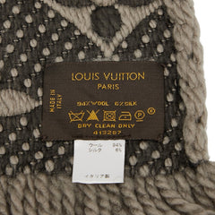 ルイ ヴィトン エシャルプ ロゴマニア マフラー M72242 ヴェローヌ グレー ウール シルク レディース LOUIS VUITTON 【中古】