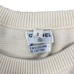 シャネル ニットワンピース サイズS ブラック ホワイト コットン レディース CHANEL 【中古】