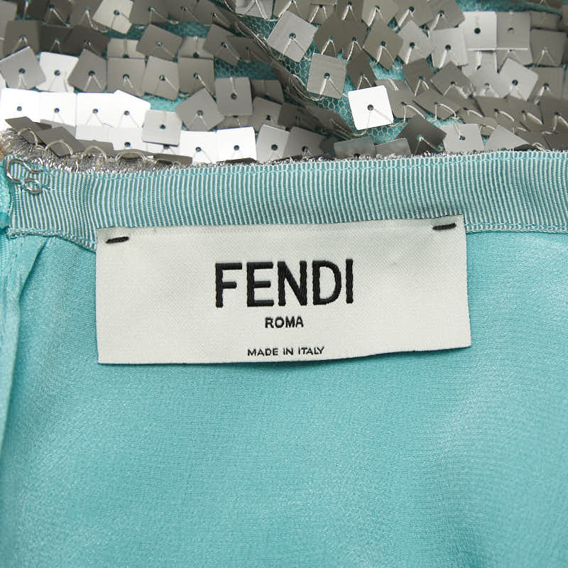 フェンディ スパンコール スカート サイズ：36 ライトブルー シルバー シルク レディース FENDI 【中古】