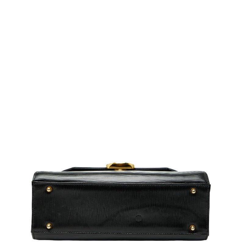 ヴァレンティノ ロゴ ハンドバッグ ショルダーバッグ 2WA ブラック レザー レディース VALENTINO 【中古】