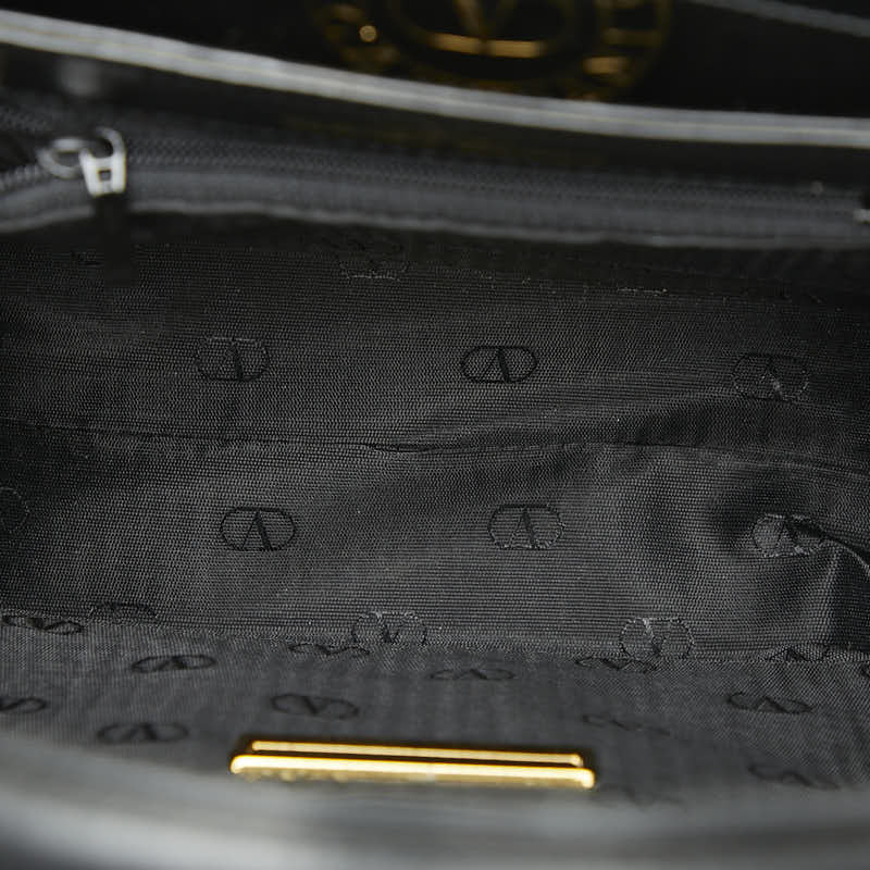 ヴァレンティノ ロゴ ハンドバッグ ショルダーバッグ 2WA ブラック レザー レディース VALENTINO 【中古】