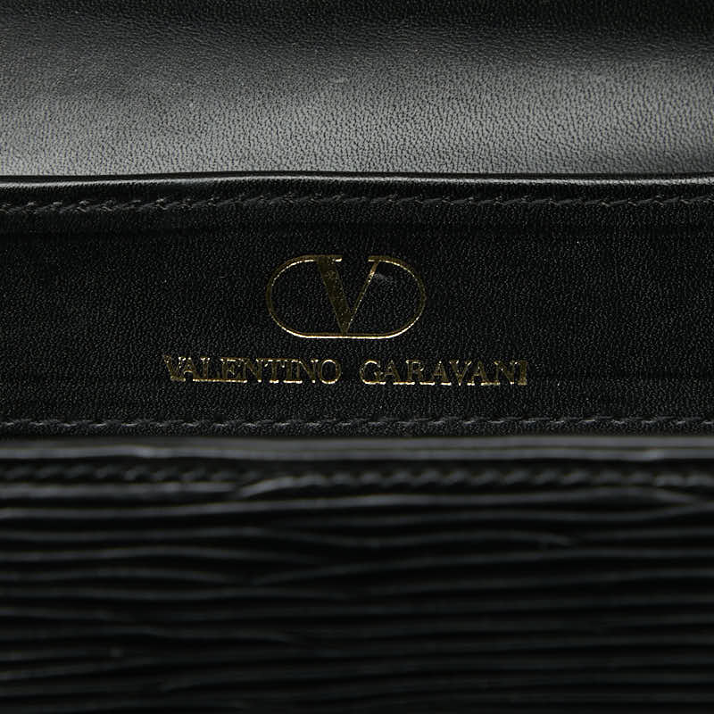 ヴァレンティノ ロゴ ハンドバッグ ショルダーバッグ 2WA ブラック レザー レディース VALENTINO 【中古】