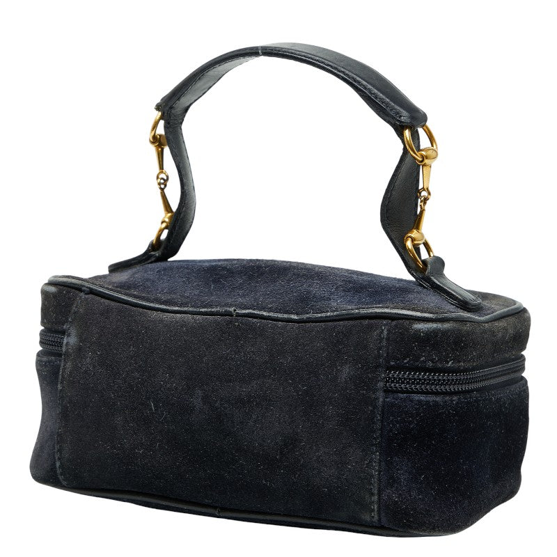 グッチ ホースビット バニティバッグ ポーチ 032.1705.0141 ネイビー スウェード レザー レディース GUCCI 【中古】