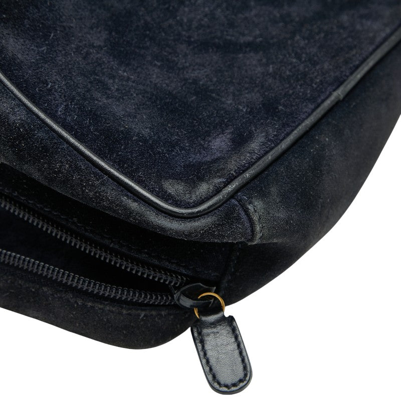 グッチ ホースビット バニティバッグ ポーチ 032.1705.0141 ネイビー スウェード レザー レディース GUCCI 【中古】