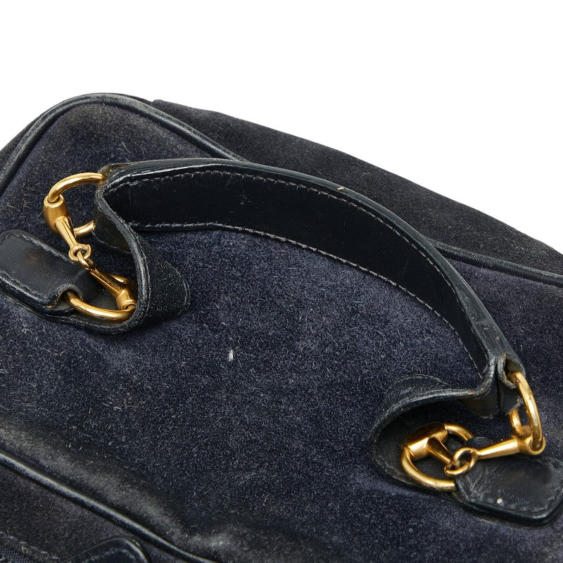 グッチ ホースビット バニティバッグ ポーチ 032.1705.0141 ネイビー スウェード レザー レディース GUCCI 【中古】