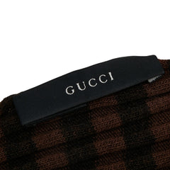 グッチ ボーダー フリンジ マフラー ブラウン ウール レディース GUCCI 【中古】