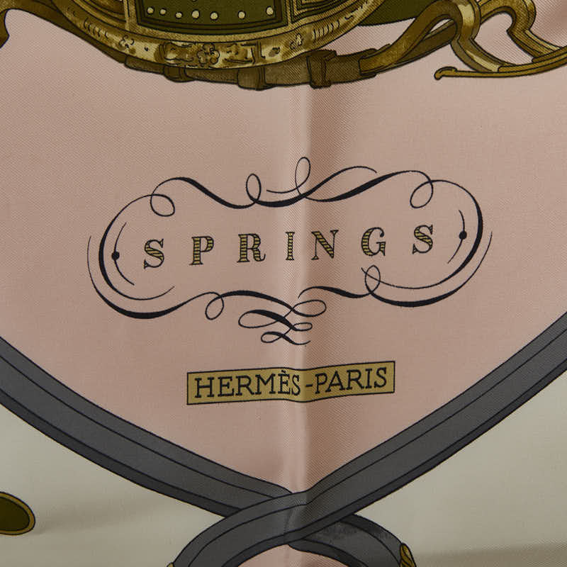 エルメス カレ90 SPRINGS スプリングス 馬車柄 スカーフ ピンク マルチカラー レディース HERMES 【中古】