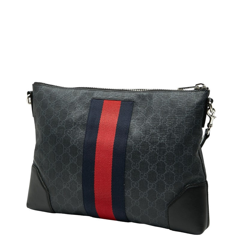 グッチ GGスプリーム メッセンジャーバッグ ショルダーバッグ 474139 ブラック PVC レザー メンズ GUCCI 【中古】