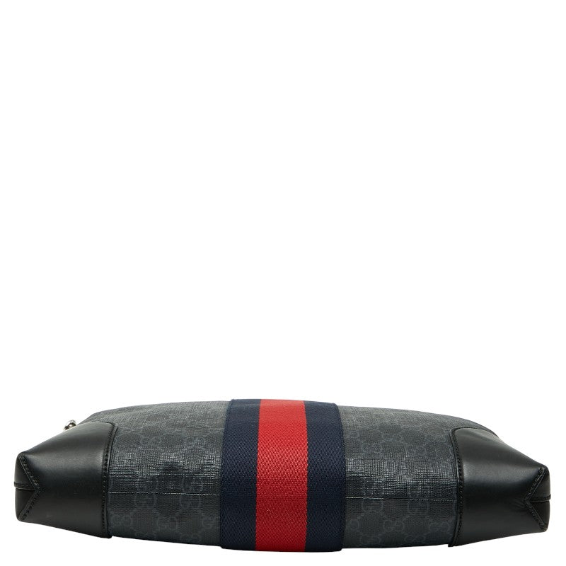 グッチ GGスプリーム メッセンジャーバッグ ショルダーバッグ 474139 ブラック PVC レザー メンズ GUCCI 【中古】