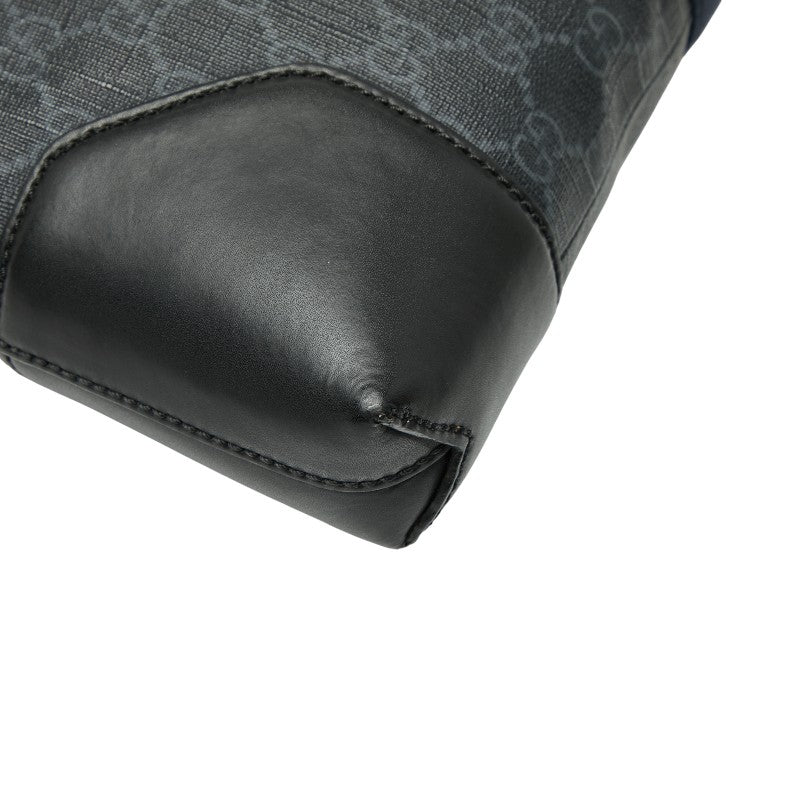 グッチ GGスプリーム メッセンジャーバッグ ショルダーバッグ 474139 ブラック PVC レザー メンズ GUCCI 【中古】