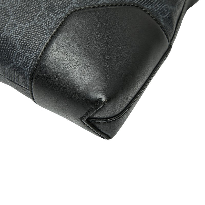 グッチ GGスプリーム メッセンジャーバッグ ショルダーバッグ 474139 ブラック PVC レザー メンズ GUCCI 【中古】