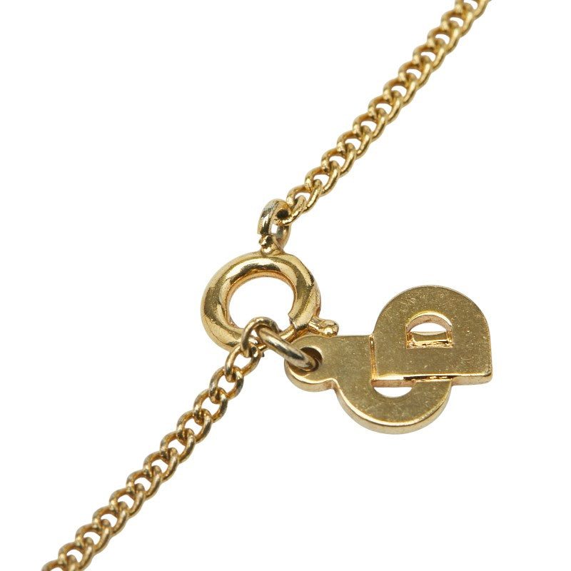 ディオール ロゴ ラインストーン ネックレス ゴールド メッキ レディース Dior 【中古】