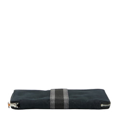 エルメス パースGM フールトゥ ラウンドファスナー 長財布 ブラック グレー キャンバス レディース HERMES 【中古】