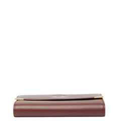 カルティエ マストライン 三つ折り財布 ボルドー ワインレッド レザー レディース CARTIER 【中古】