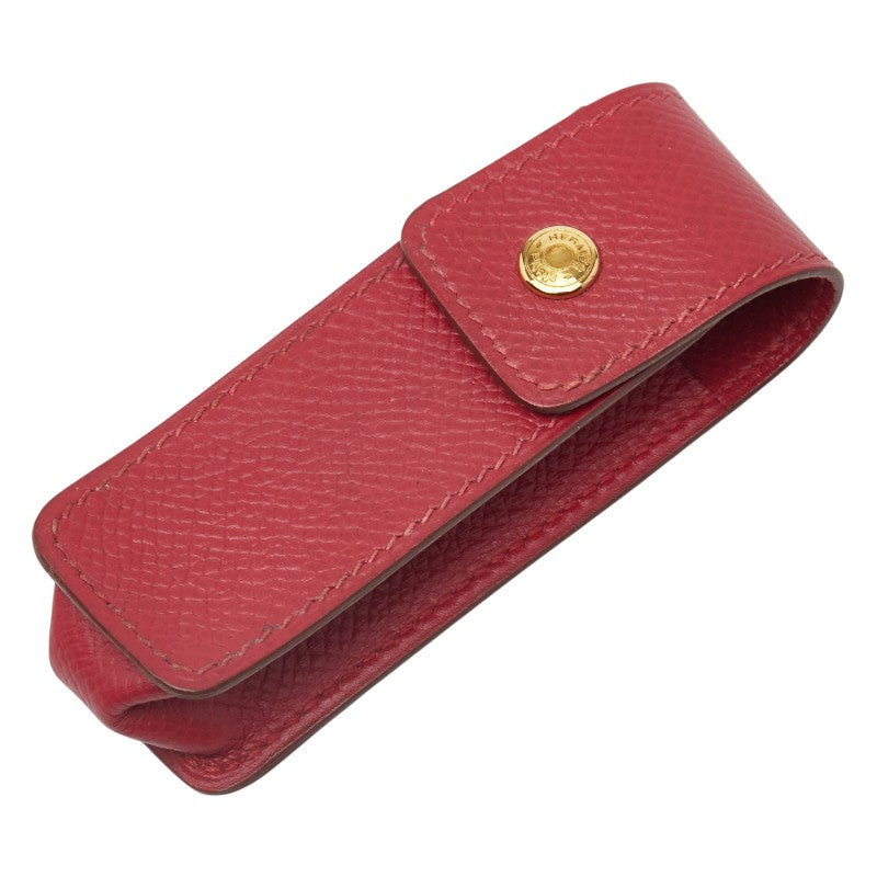 エルメス ガムケース リップケース 印鑑ケース レッド レザー レディース HERMES 【中古】