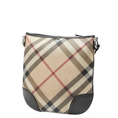 バーバリー ノバチェック 斜め掛け ショルダーバッグ ベージュ ブラック PVC レザー レディース BURBERRY 【中古】