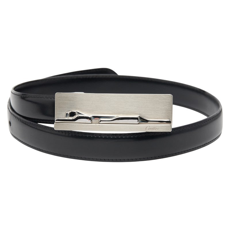 カルティエ パンテール ベルト ブラック シルバー レザー メタル メンズ CARTIER 【中古】